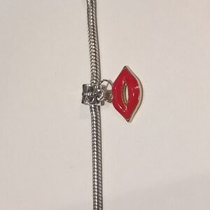 Silver Gold Red Lips Enamel Dangle Charm for Pandora Style‎ Bracelet